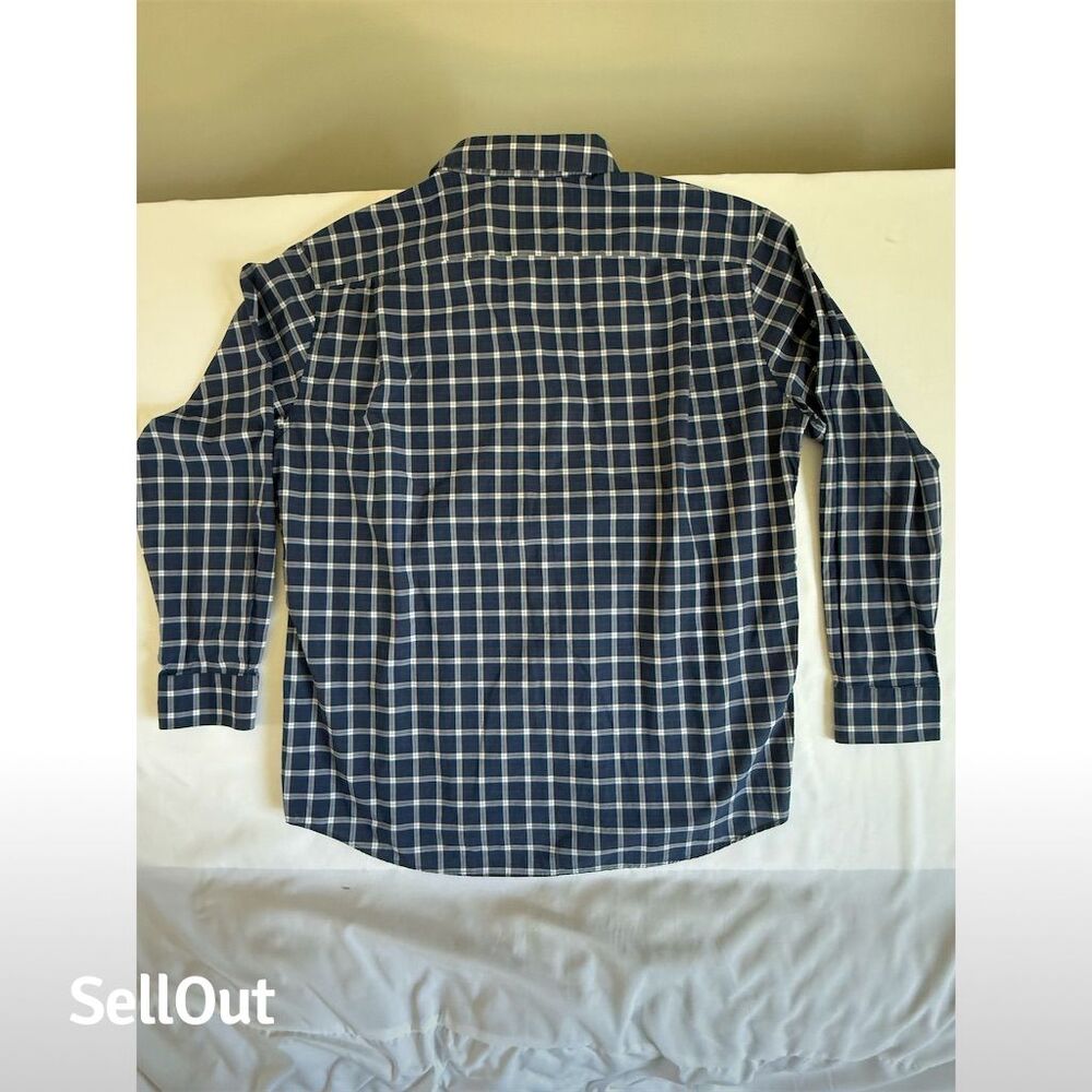 Jos. A. Bank Men's XL Navy plaid Button-Down Shirt Long Sleeve Travel Tech - Picture 2 of 5
